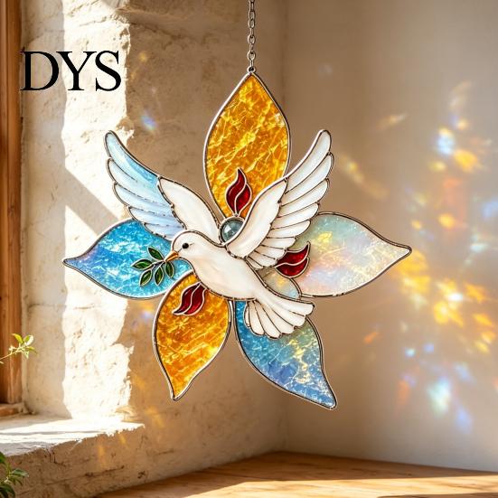 Window Suncatcher DIY Project Christian Kit, Stained Glass Style Religious Sun Catcher, Complete Assembly Set Iridescent Hanging Ornament for