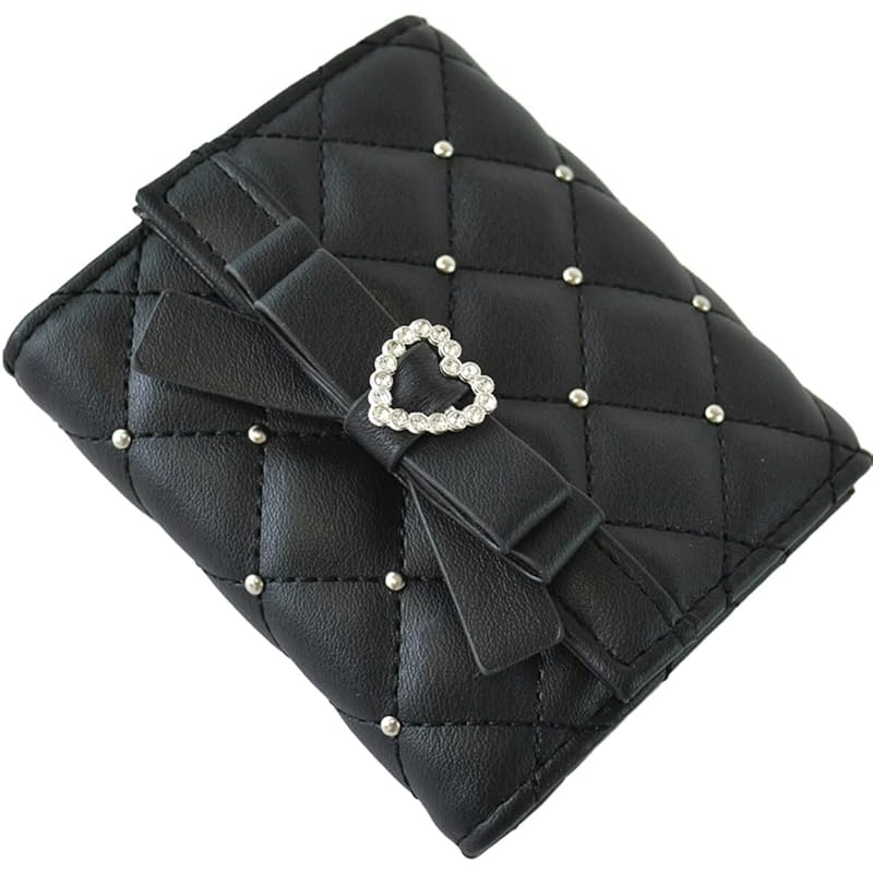 

[SecretDoor] black trifold wallet ladies trifold wallet compact wallet mini wallet small wallet woman mini Popularity brand cute thin Thin compact