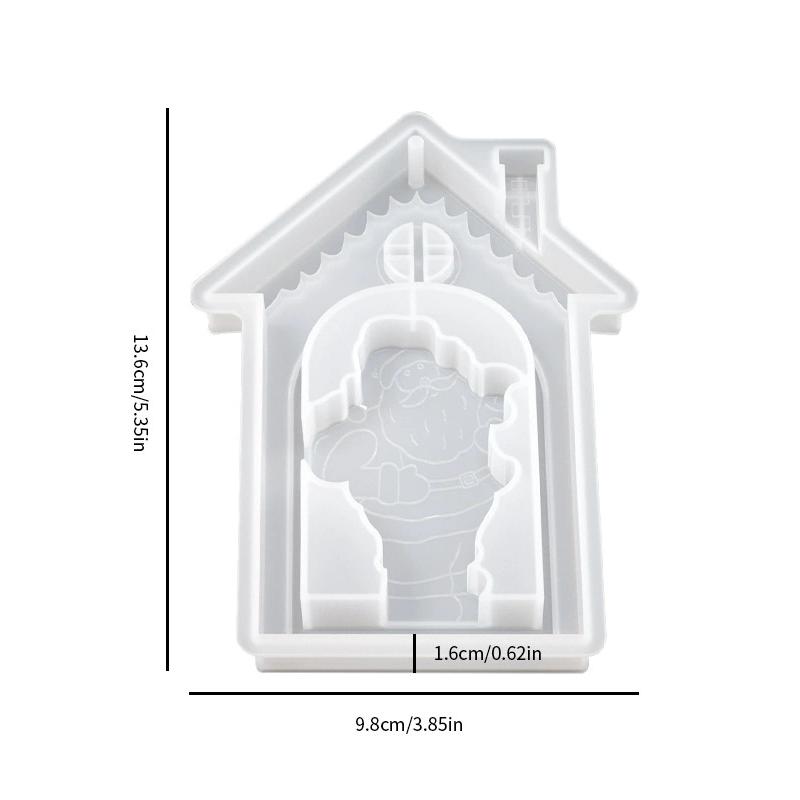WTEMPO DIY Christmas Santa Claus Pattern House Design Mold Epoxy Resin Mold Scented Gypsum Display Stand Making Mold Hanging Pendent Silicone Mold