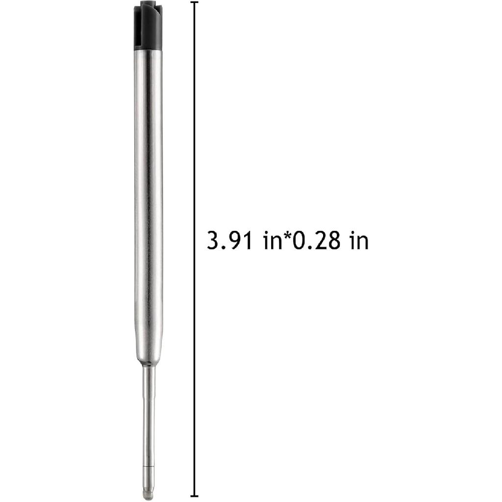 HeTaoCat Black Ink Refill Pack of 5, Replaceable Ballpoint Pen Refills, Medium Point Metal Refil (Black)