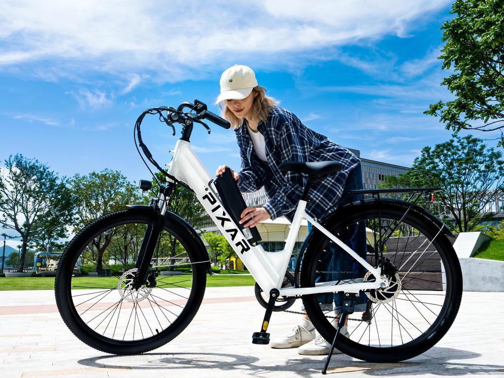 Městské elektrokolo PIXAR Cruiser 27,5" plášť 250W motor 36V12,8Ah baterie Shimano 7 rychlostí rychlost 25 km/h maximální dojezd 80 km