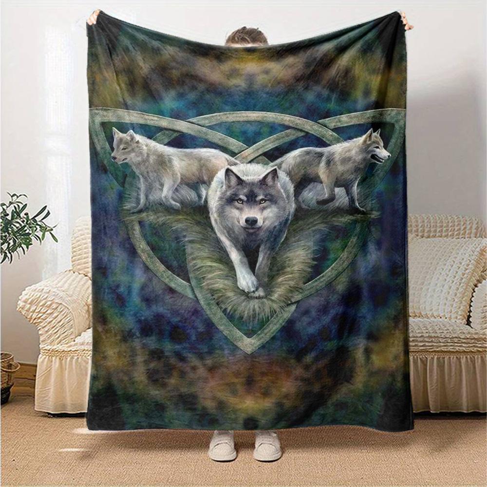 Wolfsmuster Flanelldecke Hohe Qualität Warm Bequem Decke für Alle Jahreszeiten Perfekt für Geschenke Heimdekoration