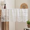 White Lace Window Valance, Sheer Vintage Floral Lace Short Curtain, Light Filtering Valance Curtain with Rod Pocket for Basement Kitchen Window