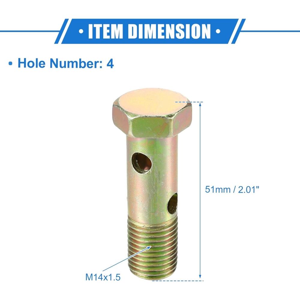 Vekauto Double Banjo Bolt Kit M14x1.5 Length 51mm Metric Thread