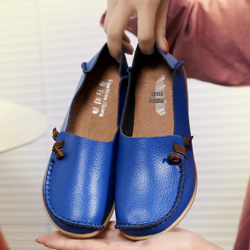 Plus Size Genuine Leather Low-Top Loafers for Women