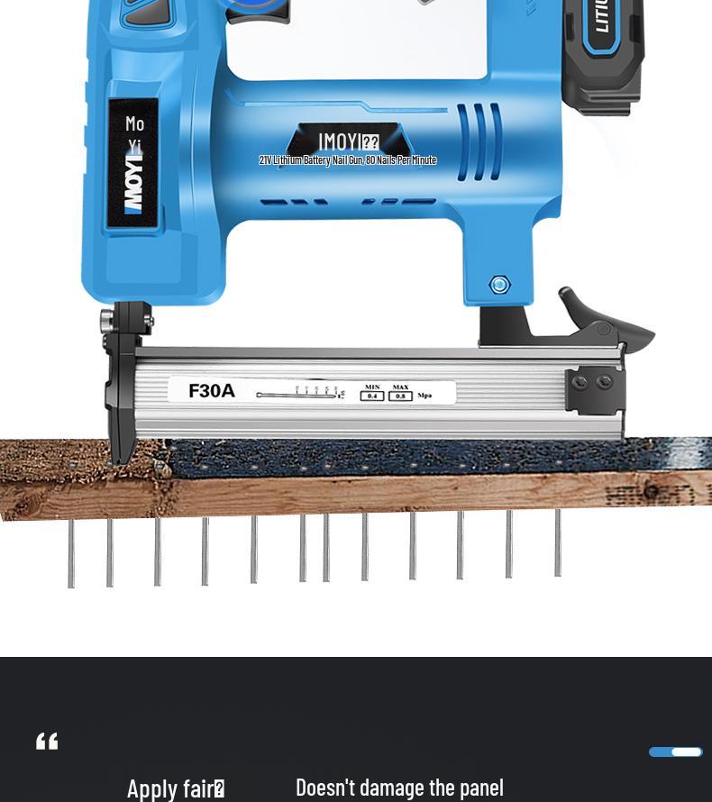 Rechargeable Electric Nail Gun, F30 Brad Nailer & Stapler, with Lithium Battery for Woodworking.