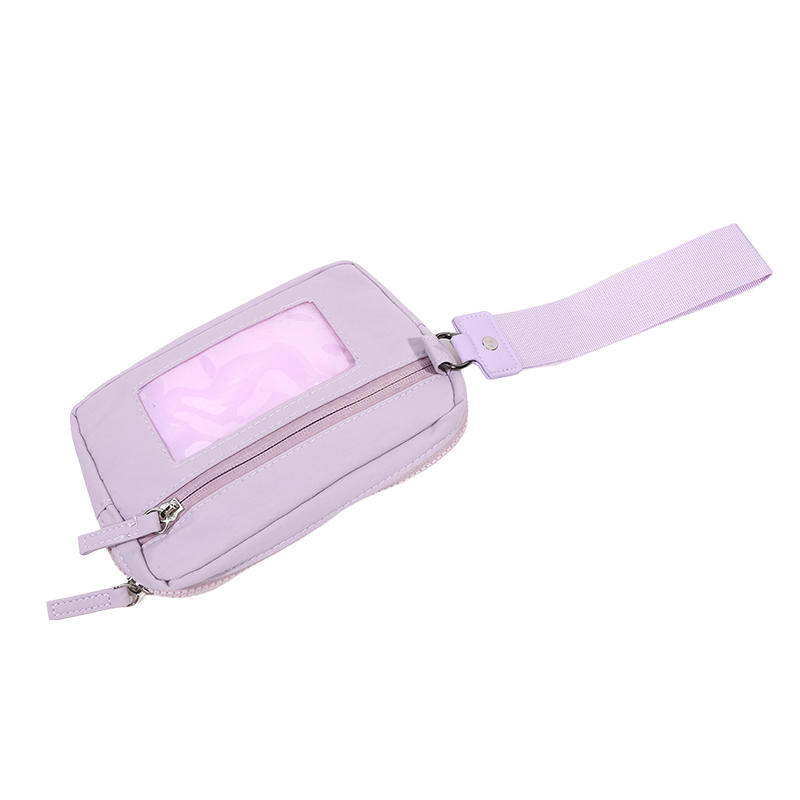 Women's Keychain Wallet The Wallet Zip Waterproof Nylon Card Wallet Pouch Wristlet Zip Card Case With Clear ID Window