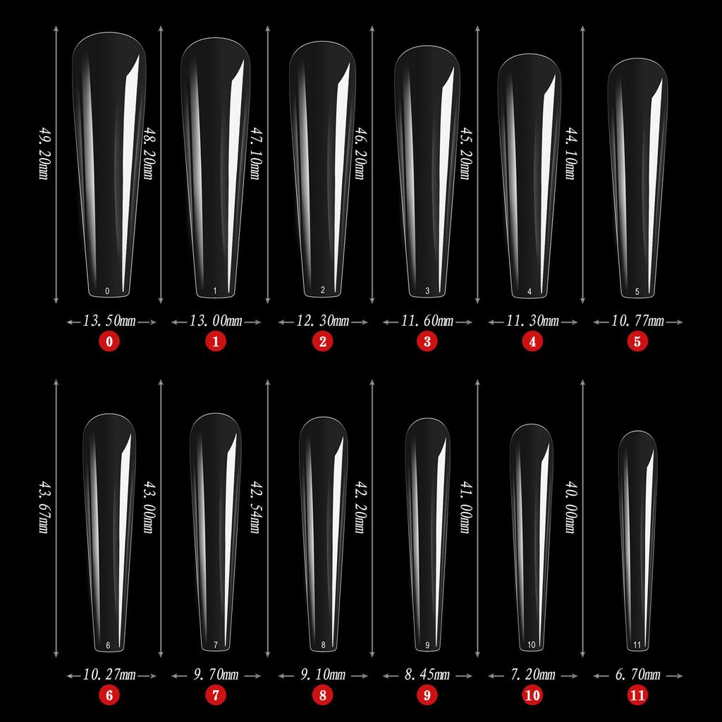504pcs  Long Ballerina False Nail Tips Coffin Press On Nail Tips Clear Natural