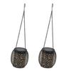 2pcs Outdoor Hanging Solar Lanterns IP65 Waterproof Solar Wrought Iron Lamp Decorative Garden