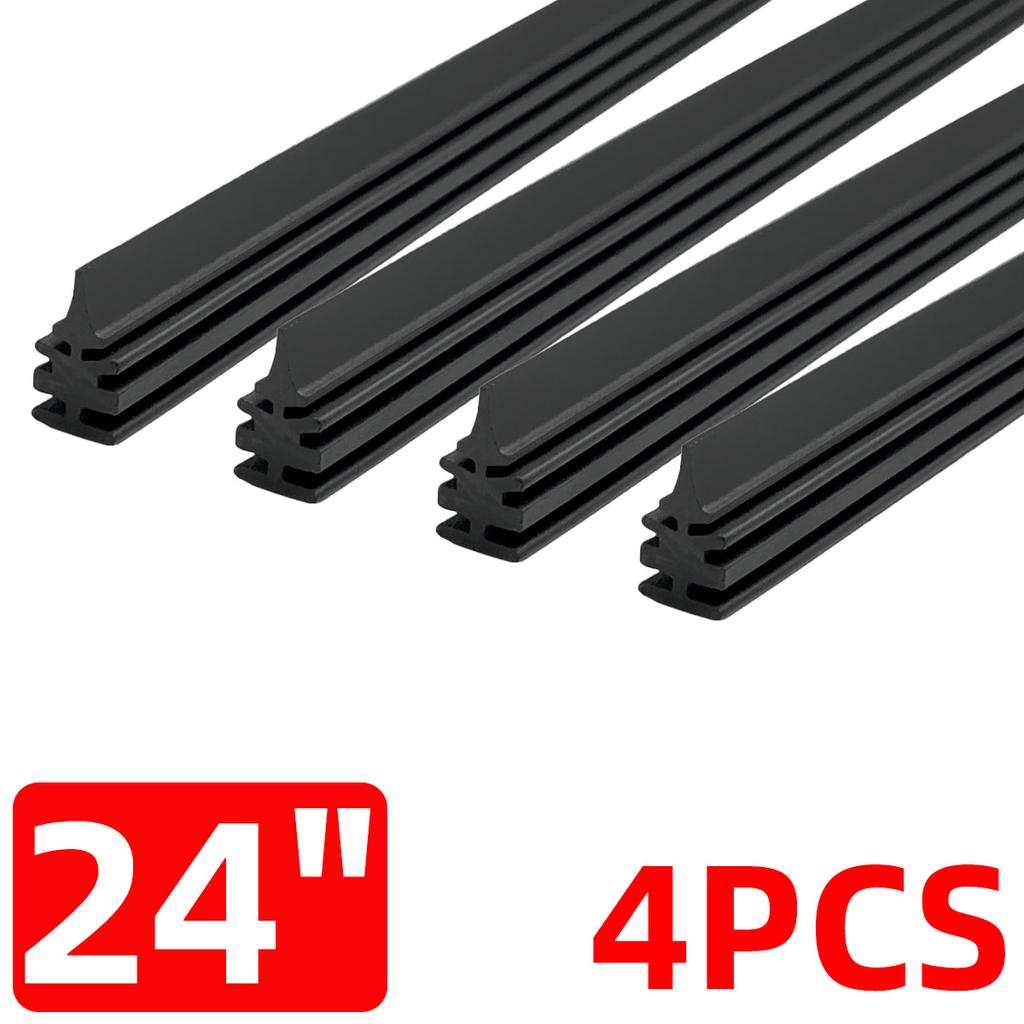 PINMOAP 4PCS Frameless Wiper Rubber Filling Strip 6mm Car Wiper Plug-In Replacement Strip 14"16"18"19"20"21"22"24"26"28"30"32"