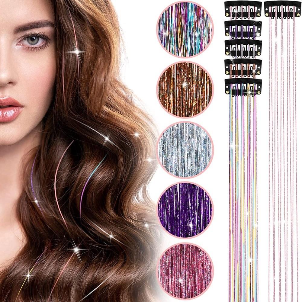 Highlights Clip Clip in Hair Extensions Colored Fairy Hair Hair Highlights Shiny Synthetic Hair Extension Clip