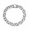 China-Chic Design Solid Tang Grass Pattern Cuban Bracelet Men's Vintage Style Valentine's Day Personalized Versatile Jewelry