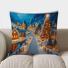 Home Decor Snowy Village Nighttime Decorative Throw Pillow Pattern Cushion Cover Suitable For Sofa Bedroom Car Pillow Cover