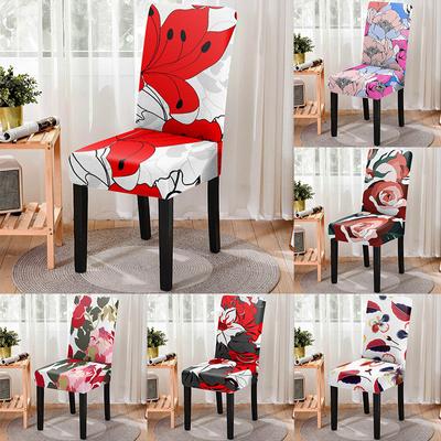 Red Series Flower Pattern Elastic All -Inclusive Dining Chair Cover Dust -Proof Washable Gaming Chair Protector Room Decor