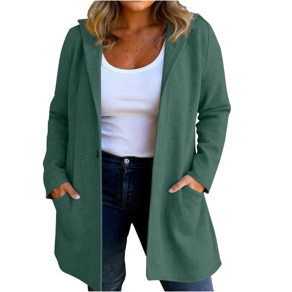 Women's Fashion Casual Hooded  Long-Sleeve Solid Jacket