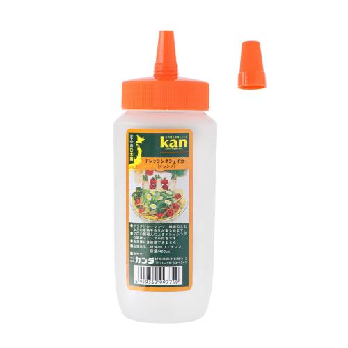 Kanda Kan Dressing Shaker, Polypropylene, 400cc, Made in Japan, Tsubame-Sanjo, Storage Container, Ketchup, Mayonnaise, Orange, 362033