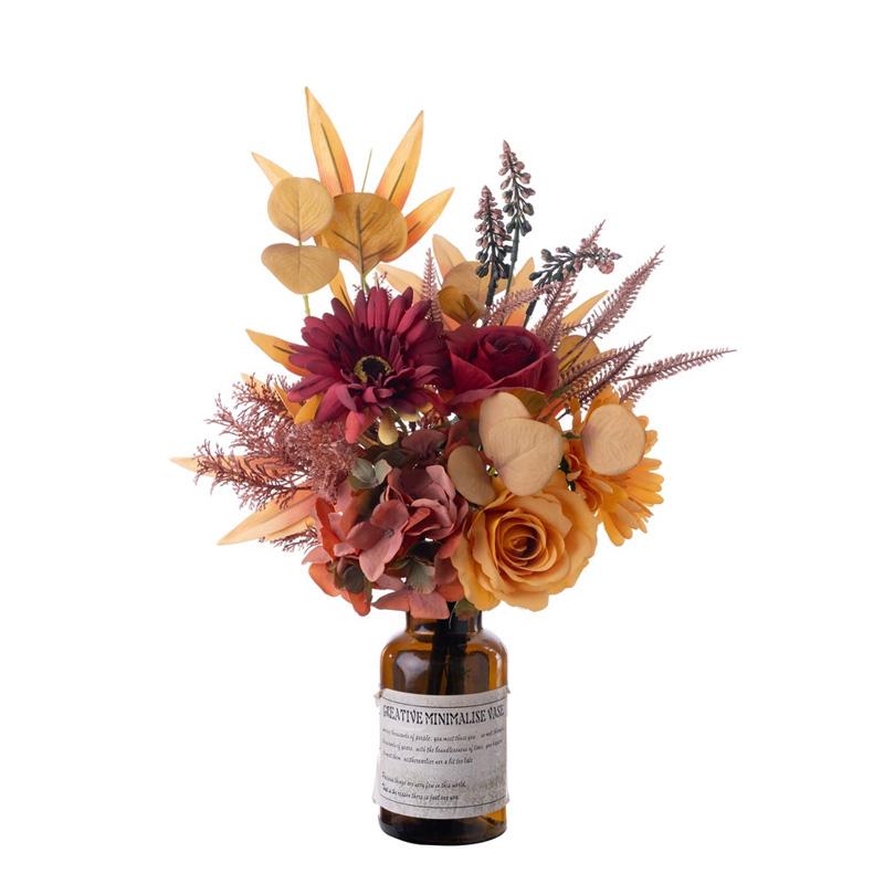 1 bunch Fake Flower INS Style Autumn Color Tabletop Decoration Artificial Flowers Wedding Party Flower Arrangement Silk Bouquet
