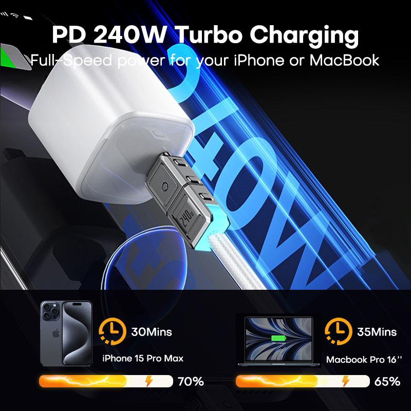 QOOVI PD 240W USB C auf USB Typ C Kabel Für Macbook Laptop Ladegerät Schnellladung Für iPhone 16 Xiaomi Samsung Ladekabel
