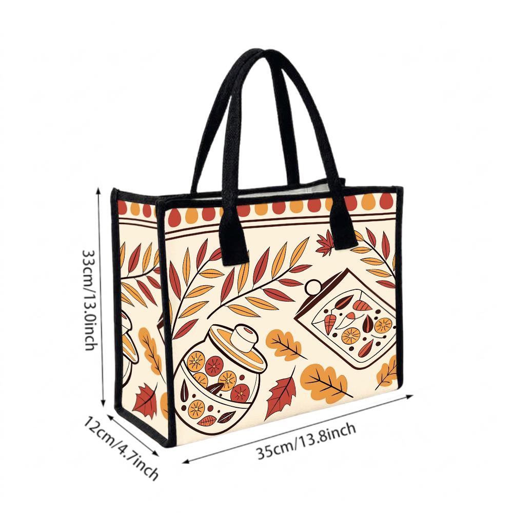 Autumn Print Large Capacity Tote Bag Casual Daily Shopping Lightweight Handbag