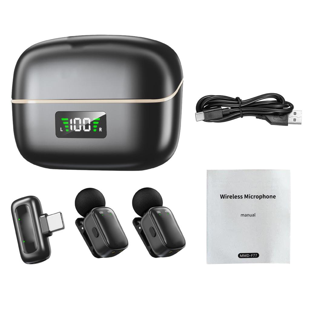 Wireless Lavalier Microphone AI Noise Reduction AI Voice Changer Mic for Video Recording