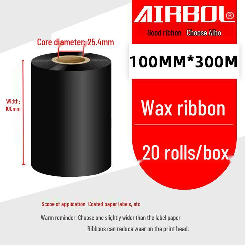 110x300m Wax & Resin Full Resin Water Washable Thermal Transfer Ribbon Roll for Barcode Label Printers.