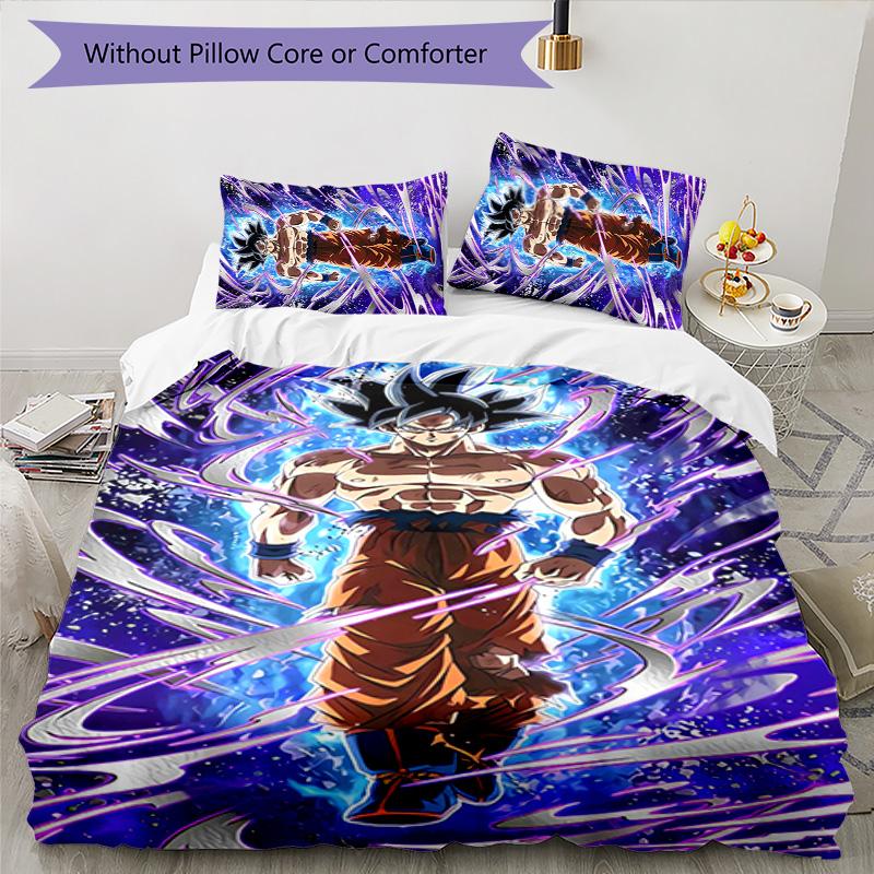 Goku 3pcs Bedding Set Duvet Cover Closure Includes 1 Duvet Cover & 2 Pillowcases for All Seasons Bedroom Home Dorm Decor