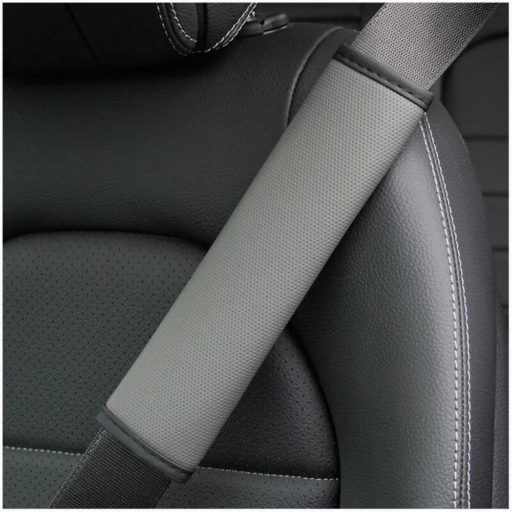 1pc PU Leather Embossed Car Seat Belt Shoulder Cover Decompression Comfort Car Accessories Safety Belt Protective Cover
