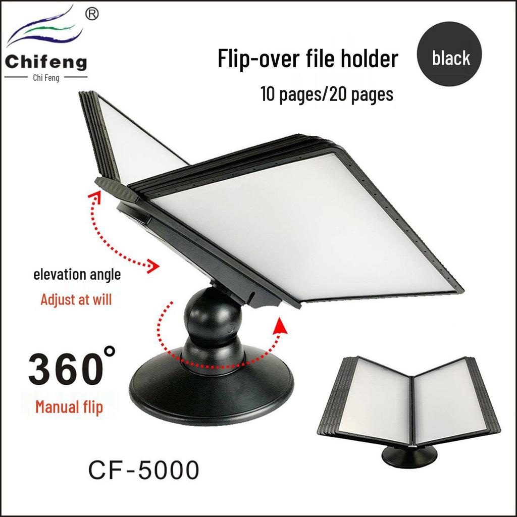 2026 A4 Horizontal Rotating File Holder: Desktop Document Rack & Flip Folder