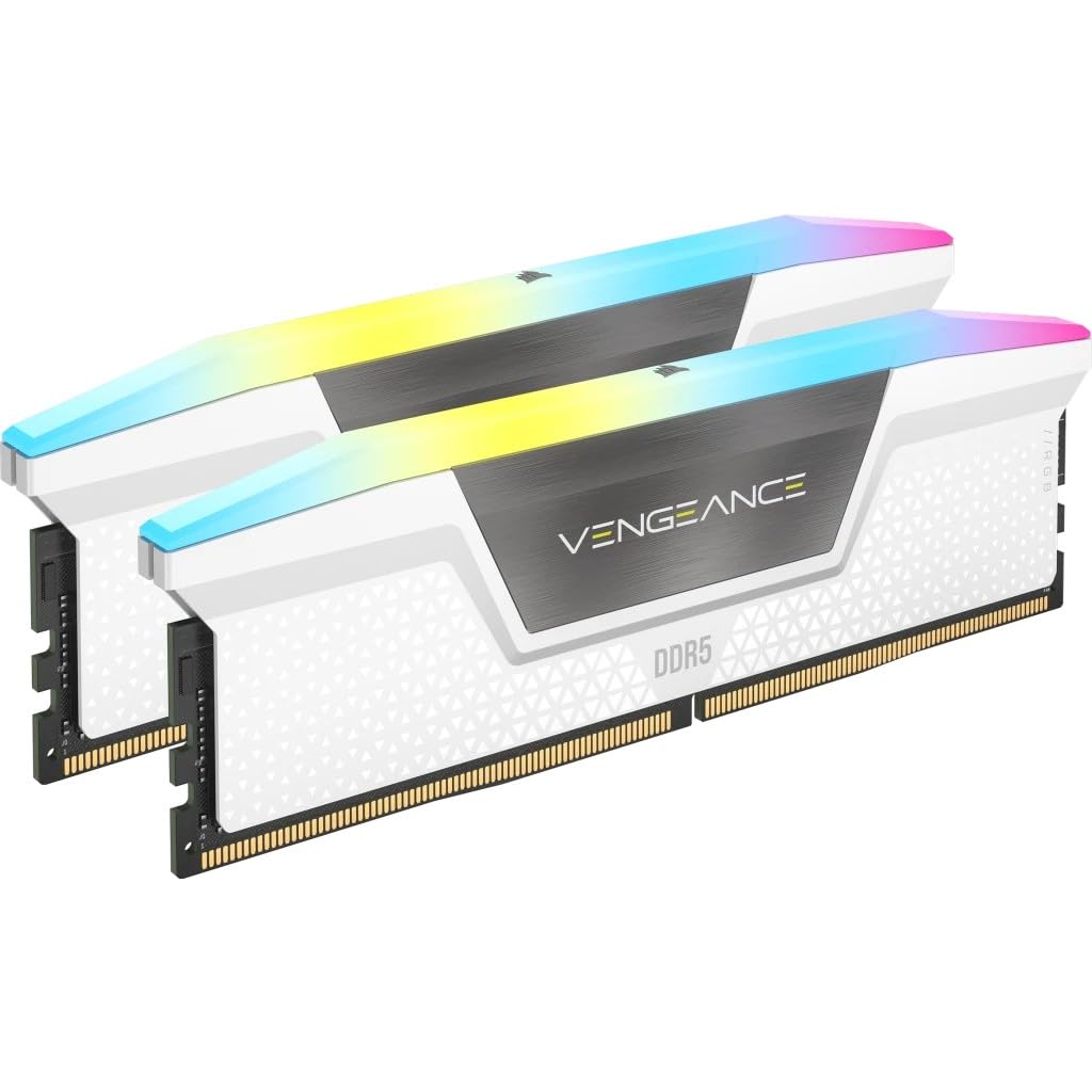 

Corsair Пам ять DDR5-6400 МГц для настільного комп ютера VENGEANCE RGB DDR5 Series Intel XMP Memory Kit 64GB White [32GB x 2] CMH64GX5M2B6400C32W білий