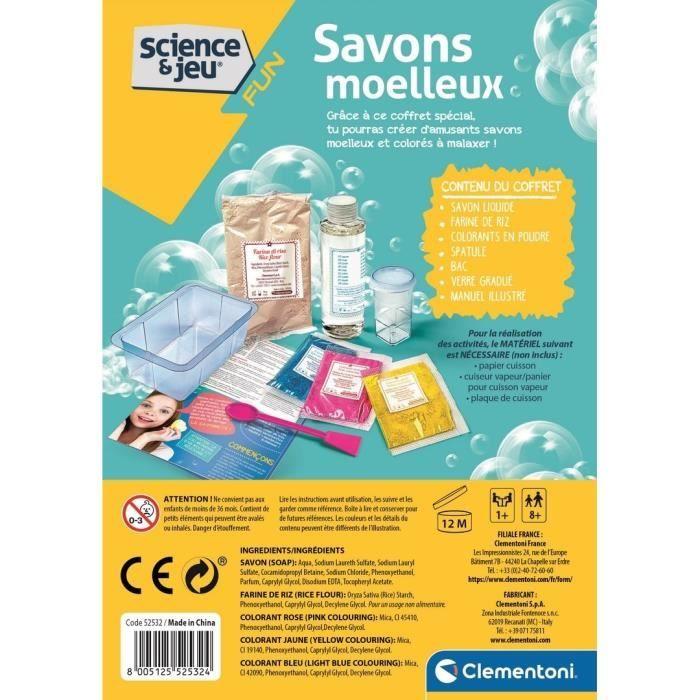 Clementoni - Jeu de science - Création de savons moelleux pour enfants - Ingrédients et ustensiles inclus - Des 8 ans