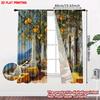 Mediterranean Courtyard Curtains Digital Printing White Columns Orange Trees Blue Sea View Coastal Living Room Decor Set Of 2 Made Polyester