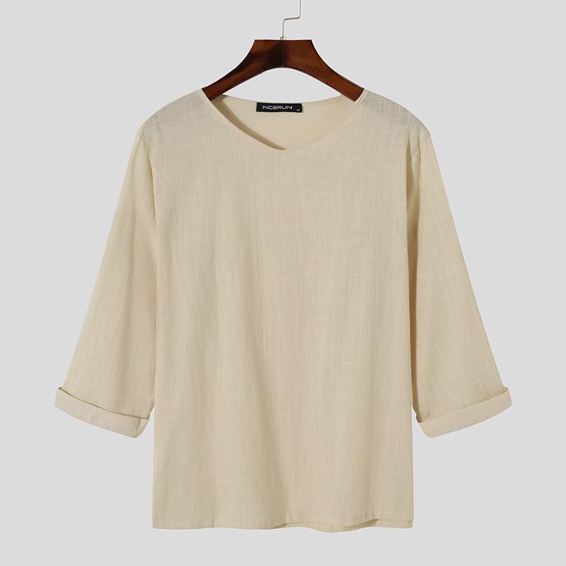 

Летние мужские базовые топы с V-образным вырезом, однотонные, повседневные, свободные