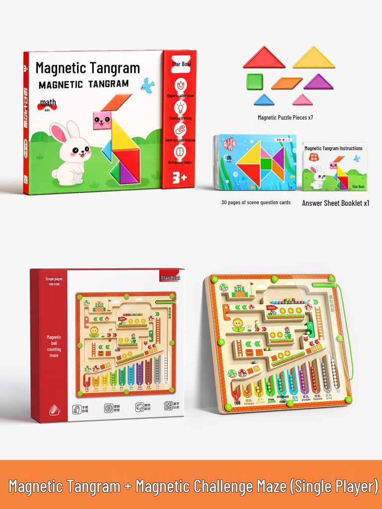 Magnetic Tangram Puzzle for Ages 3-6 - First Grade & Kindergarten Kids' Educational Toy