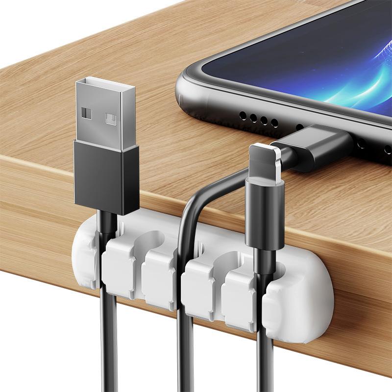 Wall mountable self-adhesive silicone cable organizer multi-functional cable winder earphone cables phone data cables wires