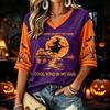 Women's Halloween Print V-Neck T-Shirt Casual Fashion Top