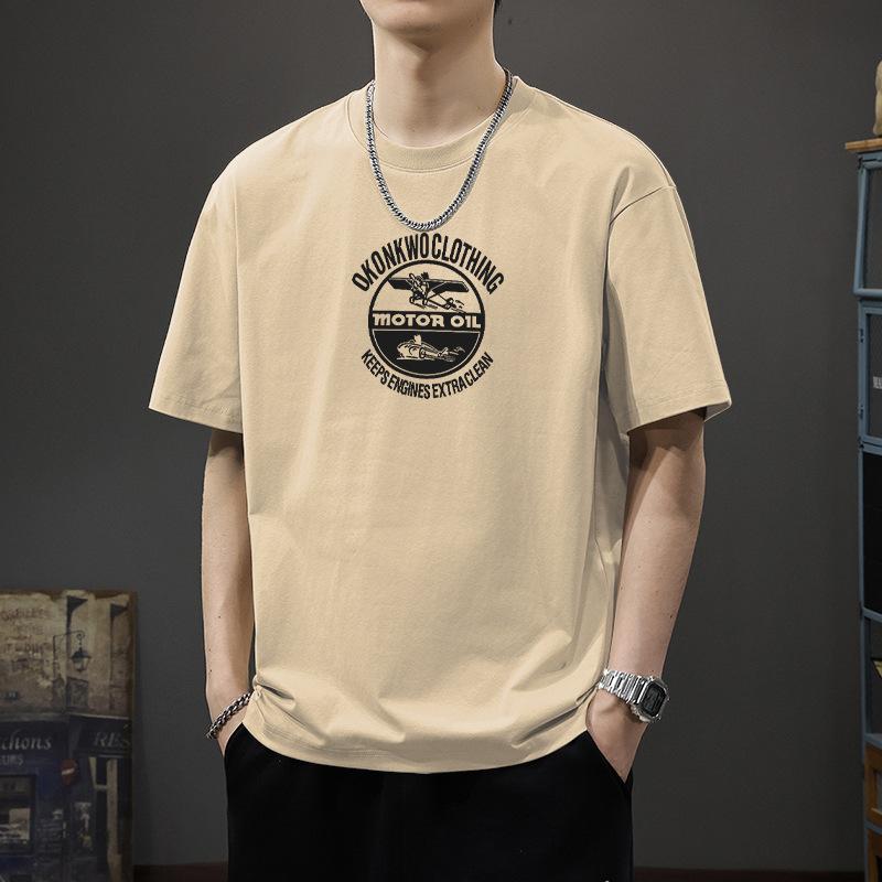 Cotton Short Sleeved T-shirt for Men In Summer Loose Niche Fashion Brand Letter Printed Half Sleeved Clothing Trend Shirt