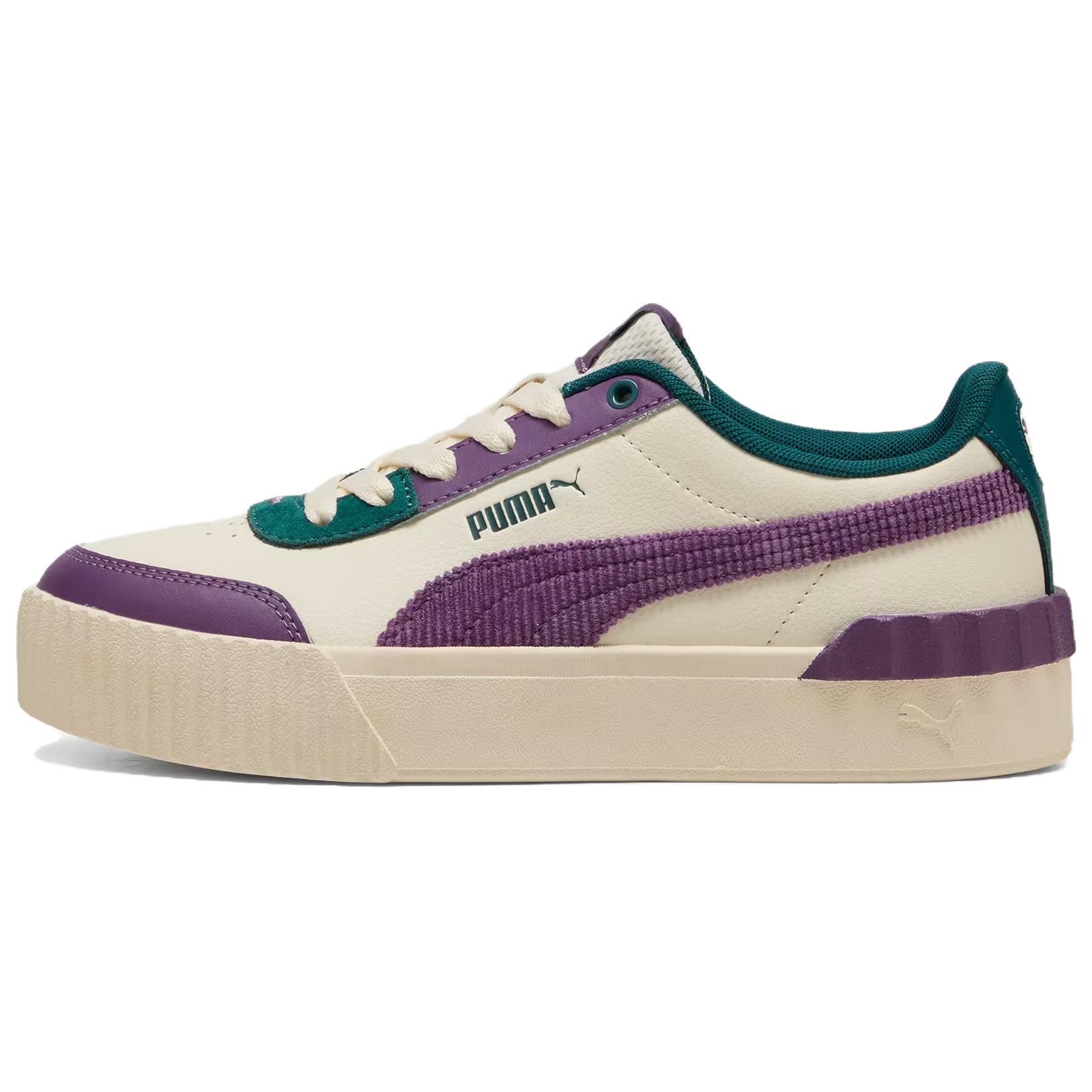 

New PUMA Carina Lift Abrasion Resistant Low Top Skateboard Shoes Unisex Beige Purple 401737-01 37