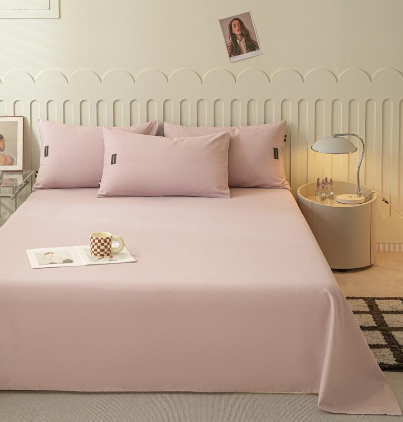 1pcs  Cotton Bed Sheet Solid Color Printed Double Top King Sheets for Girls Boys Kids Single Queen King Size Bed Linen