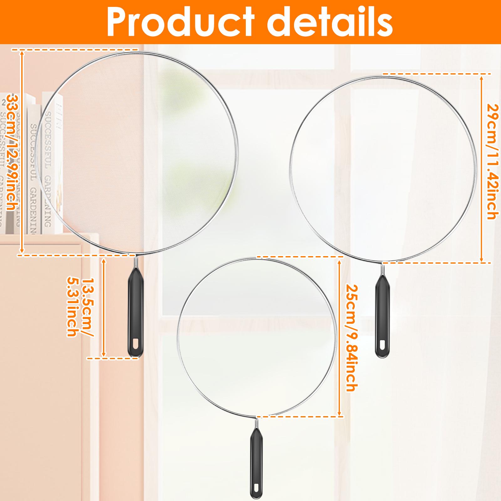 

3 шт., набор из нержавеющей стали для жарки, защиты от брызг масла, сетки для защиты от жира, сковороды, защитного экрана от брызг