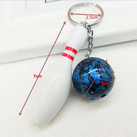 Fashion Bowling Ball Pendant Keychain Bag Car Hanging Ornament Key Ring Holder