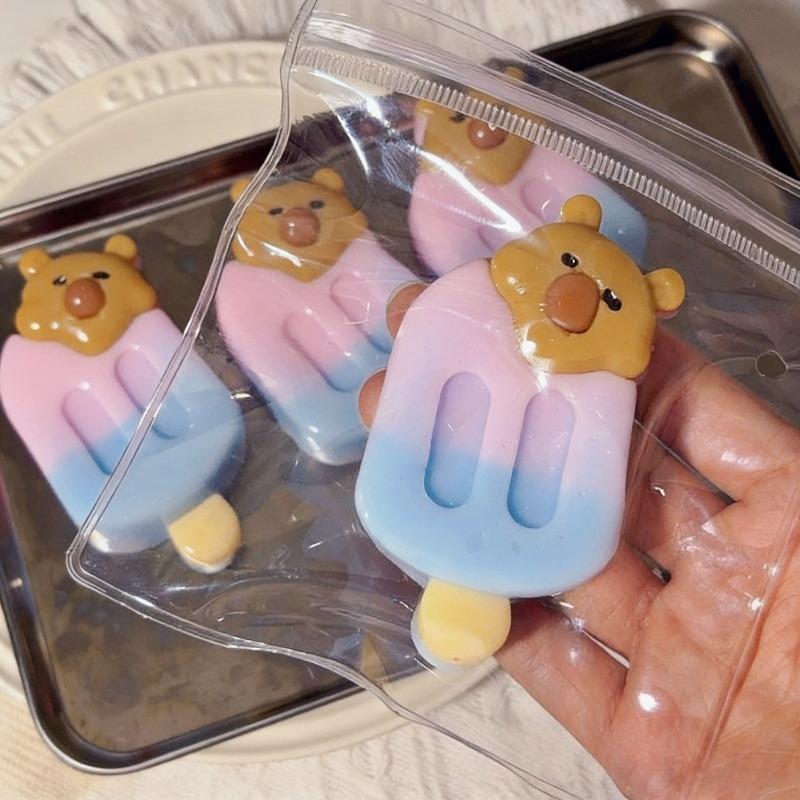 Tabas Squishy Capybara Ice Cream Press Plaything Fake Ice Cream Squishy Plaything High-Value Popsicle Stress Ease Toy Anti-Anxiety