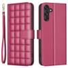 BINFEN COLOR for Samsung Galaxy S23 FE Wallet Case PU Leather Square Grid Cover