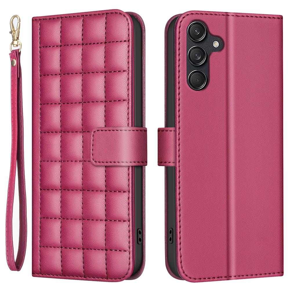 BINFEN COLOR for Samsung Galaxy S23 FE Wallet Case PU Leather Square Grid Cover