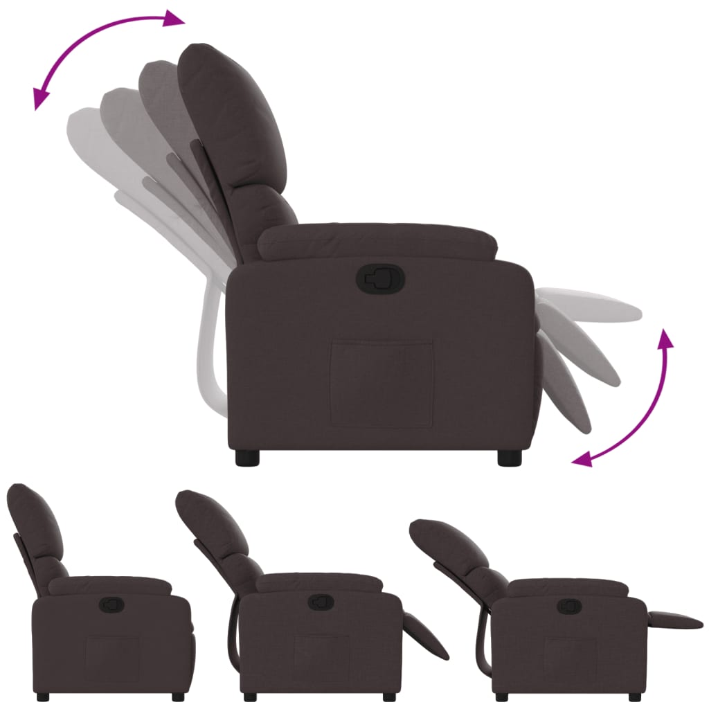 Relaxation Armchair Dark Brown Fabric