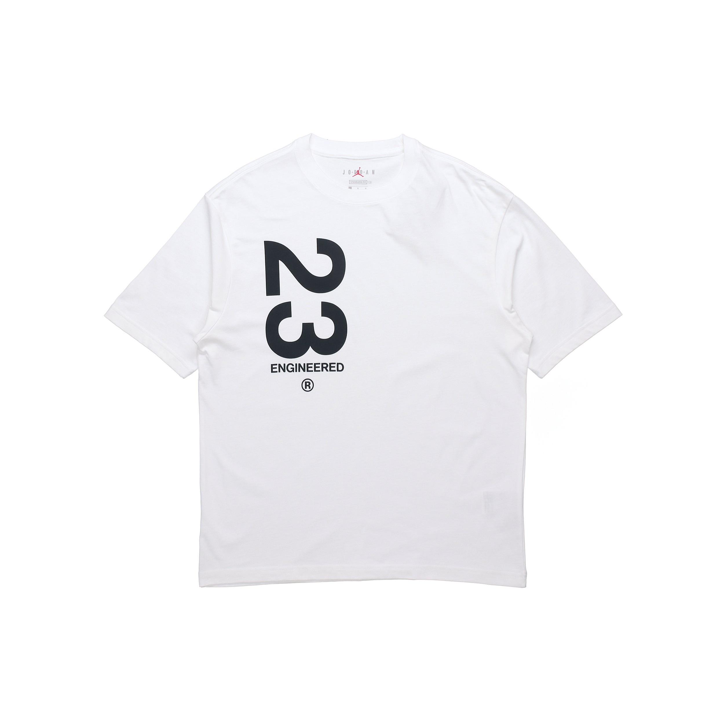 Air Jordan 23 Engineered Alphabet Printing Casual Sports Round Neck Short Sleeve White Men s CZ4909-100 XXL