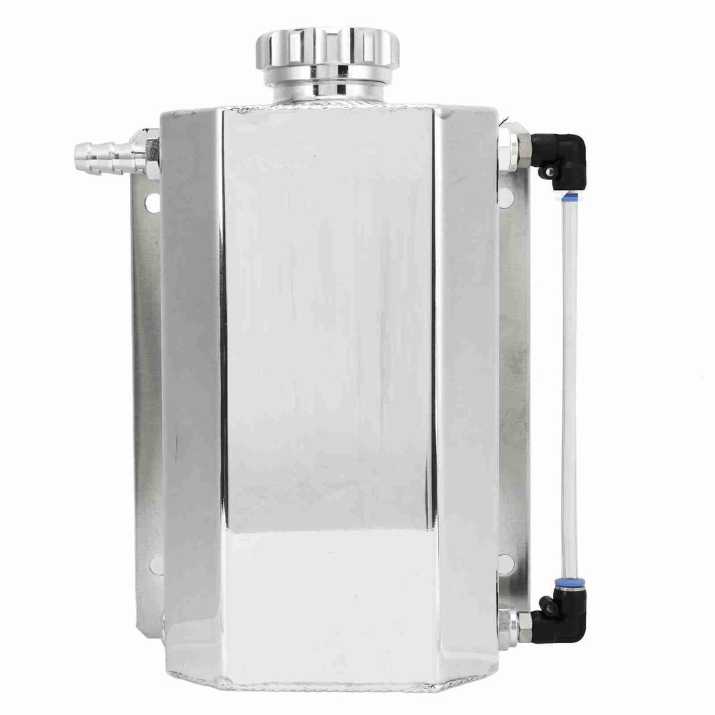 Coolant Overflow Tank Aluminium Alloy 2L Capacity Universal Radiator Reservoir Tank for Most Cars Silver