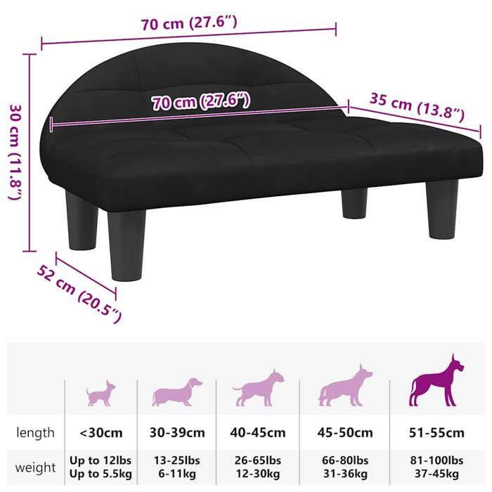 VidaXL Dog Bed, Pet Sofa with Wooden Frame, Basket for Puppies Indoor House, Black 171942
