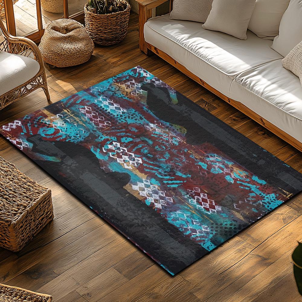 Unique Abstract Area Rug Modern Geometric Floor Mat Living Room Decor Non Slip Home Carpet Bedroom Runner Rug Artistic Design