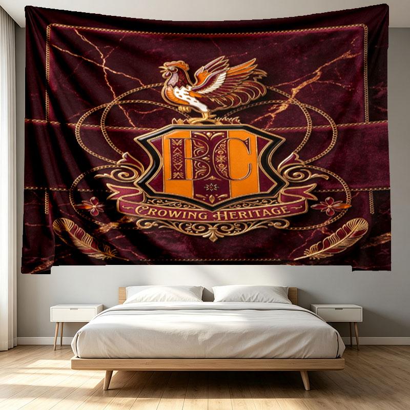 Bradford City AFC Print Tapestry - Portable Wall Decor Cloth, for Home, Dorm, Travel, Bedroom, Living Room - Ideal Birthday Housewarming Gift