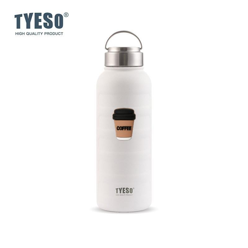 Tyeso 1000ml Large Capacity Vacuum Flasks Stainless Steel Thermos Mug Thermal Tumbler Drinks Cup Water Bottle Portable Thermoses with Coffee Sticker
